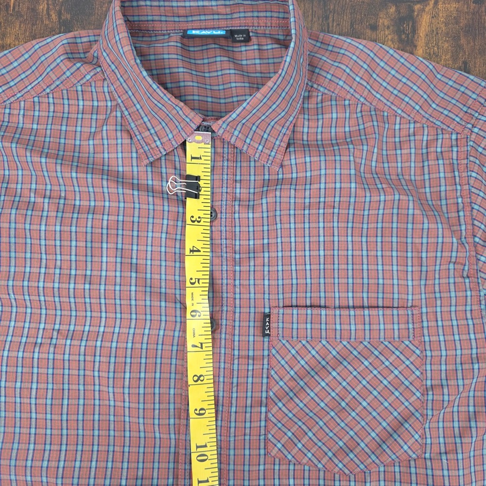 KAVU Mens Medium Plaid Button Up Shirt Long Sleeve Nylon Performance Lightweight - Picture 6 of 7